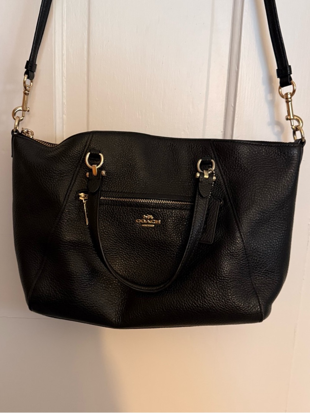 Coach Black Pebbled Leather Shoulder or Crossbody bag with Gold Hardware